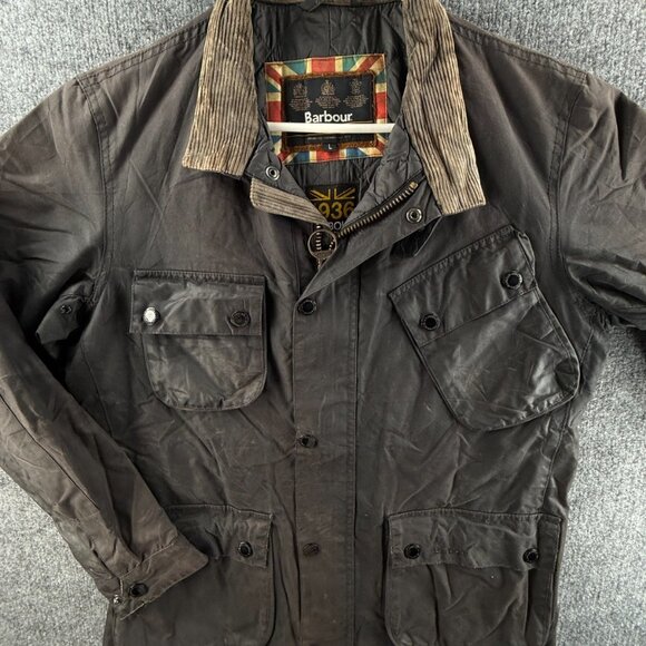 Barbour International Dovenby 1936 Large Waxed Jacket Men Full Zip Black Outdoor - Picture 1 of 16